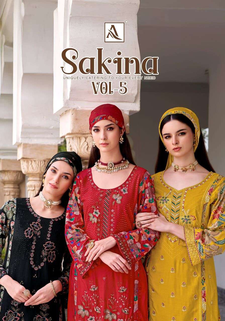 ALOK SUIT SAKINA VOL-05 PURE VISCOSE RAYON EMBROIDERY PAKISTANI DRESSES-00201