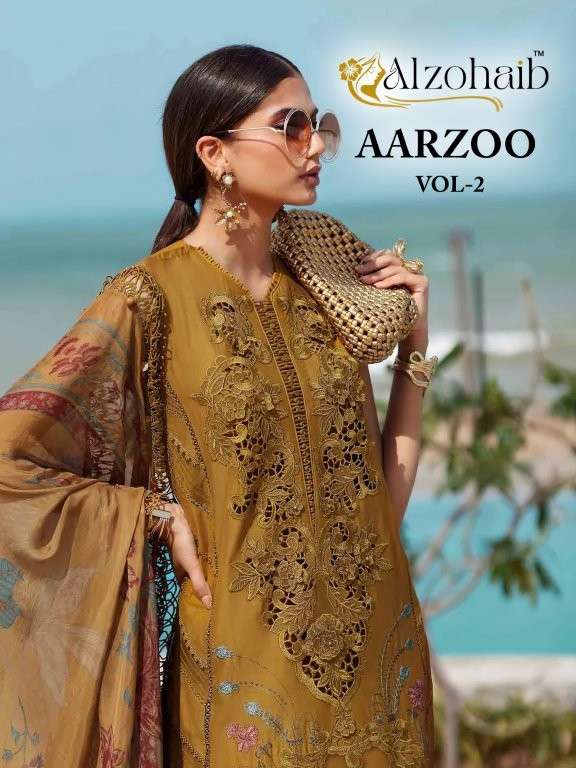 ALZOHAIB AARZOO VOL-02 PURE COTTON EMBROIDERY PAKISTANI DRESSES-00011