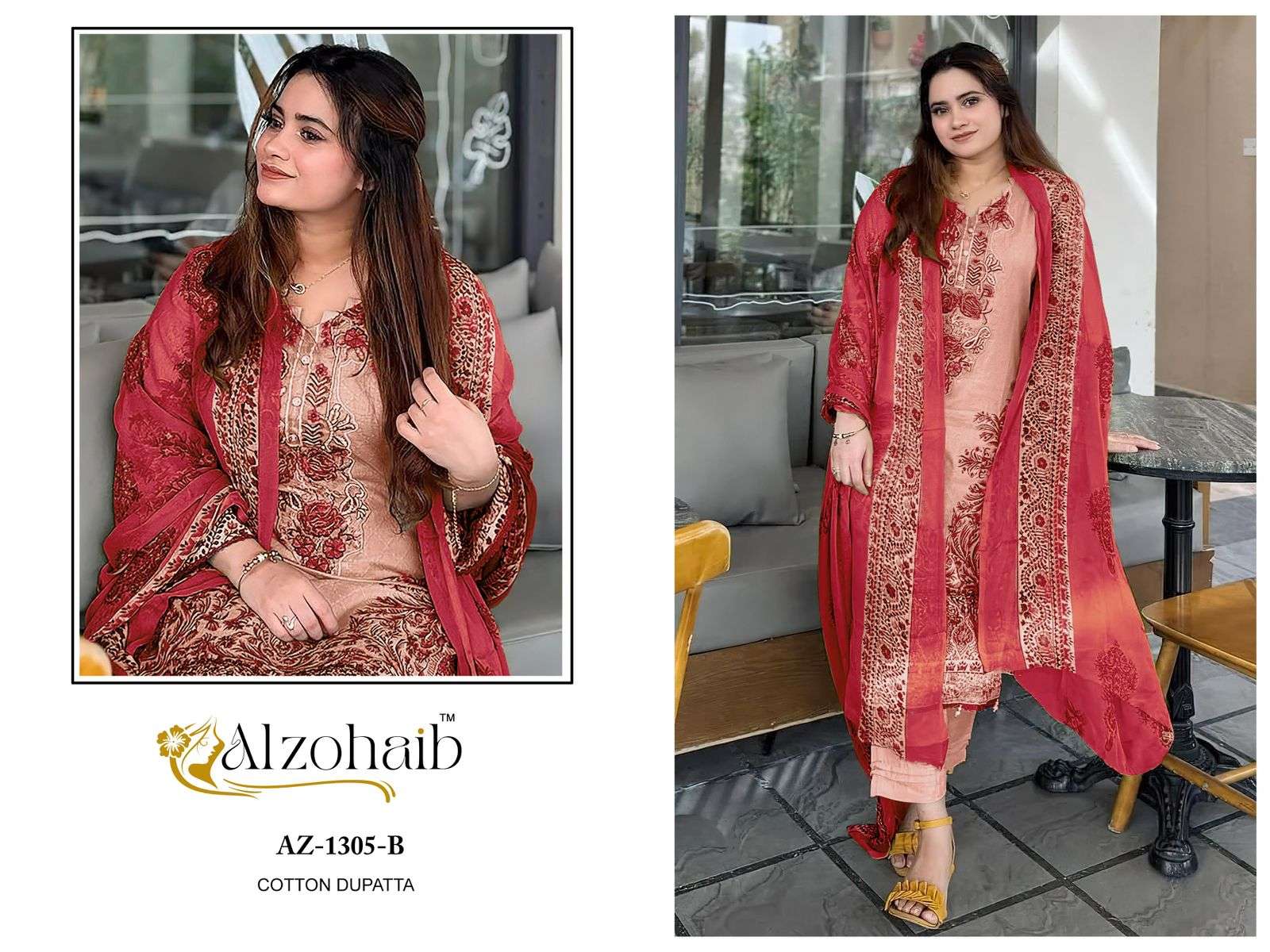 ALZOHAIB AZ-1305 PURE COTTON EMBROIDERY PAKISTANI DRESSES-00062