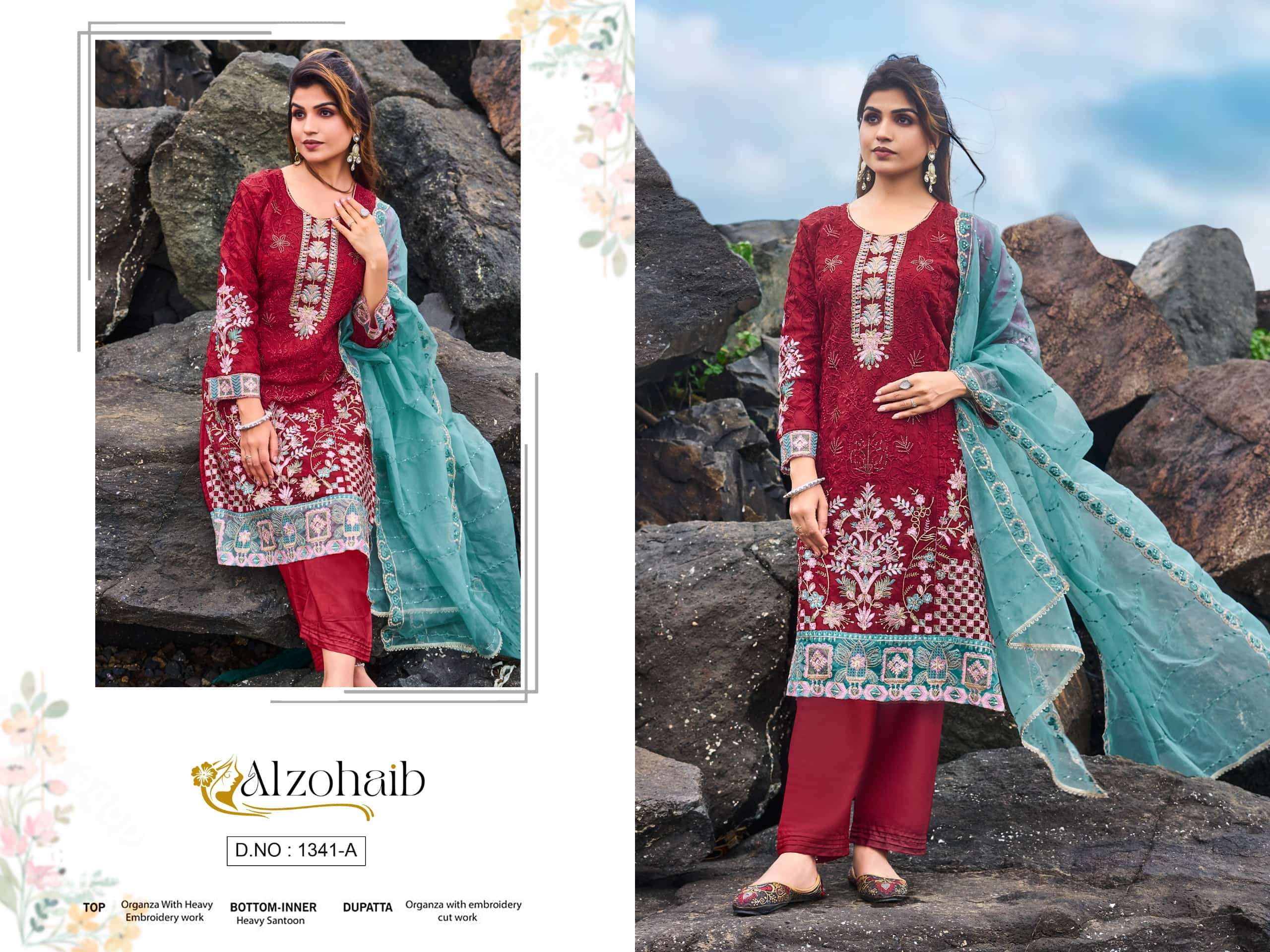 ALZOHAIB AZ-1341 PURE ORGANZA PAKISTANI DRESSES-00011