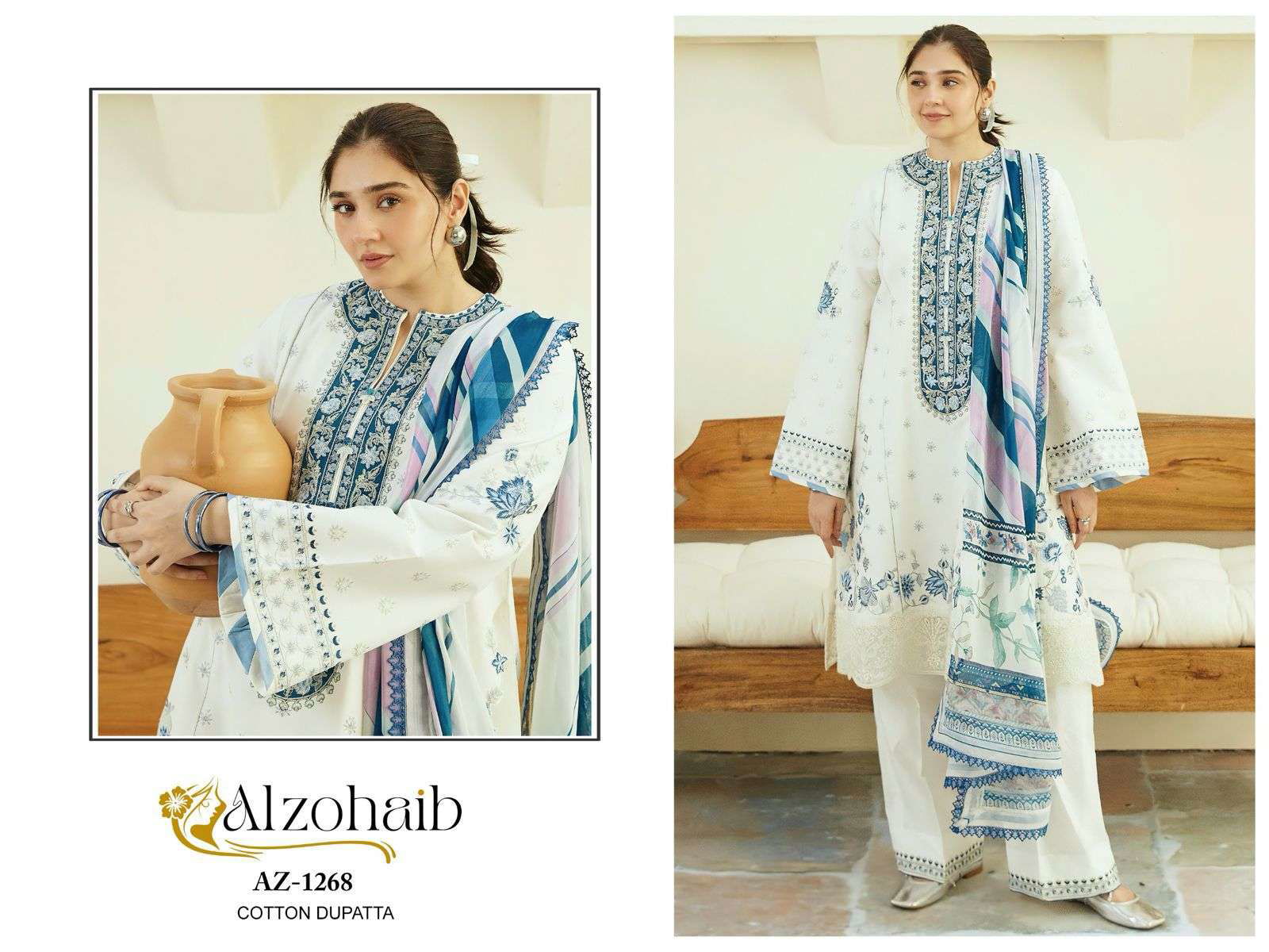 ALZOHIAB AZ-1268 PURE RAYON COTTON PAKISTANI DRESS-00062