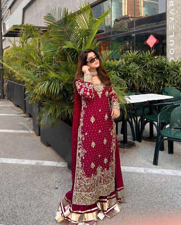 AMIRI BY ASLIWHOLESALE DESIGNER PURE FAUX GEORGETTE EMBROIDERY DRESSES-00267