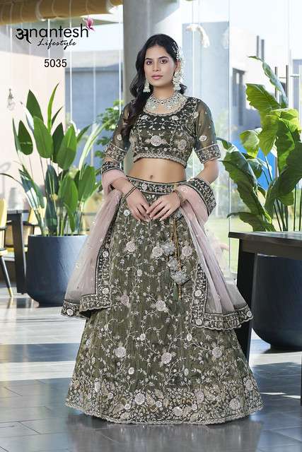 ANANTESH OCCASIONS VOL-10 5035 TO 5040 SERIES PURE SILK SEQUANCE LEHENGAS-00304