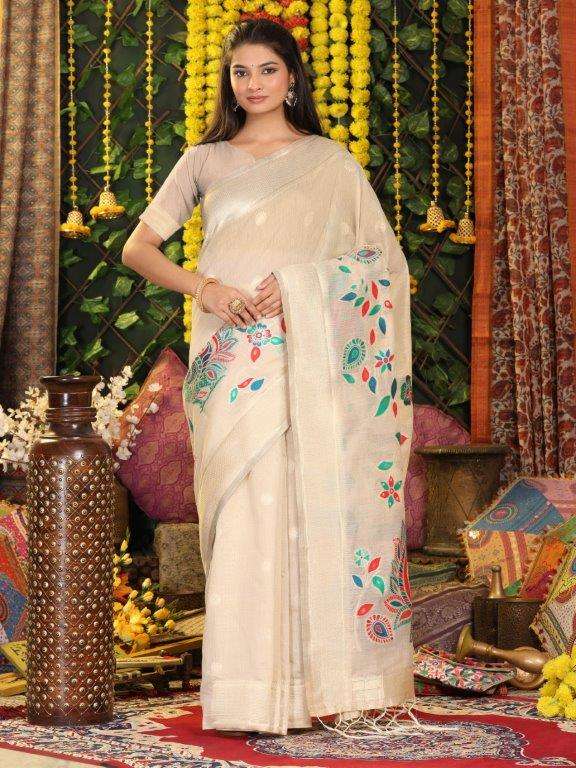 AVYUKTA BY ASLIWHOLESALE DESIGNER PURE LINEN COTTON  SAREES-00281