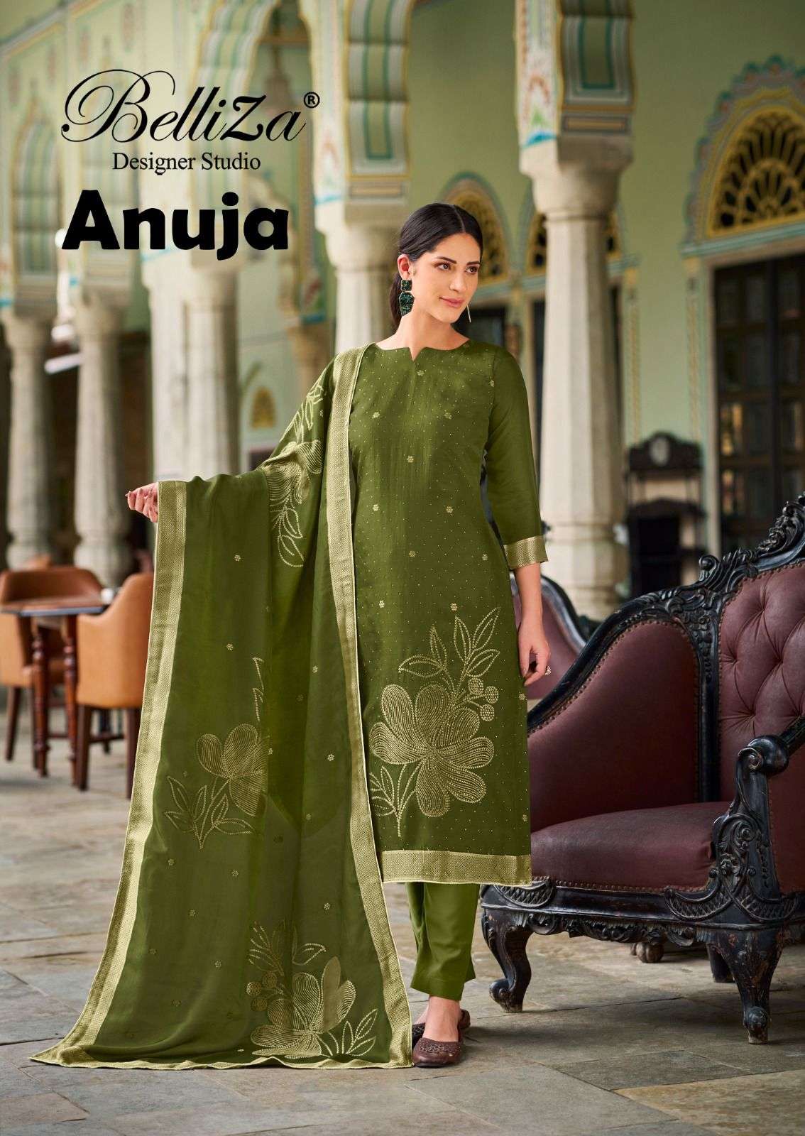 BELLIZA ANUJA 822-001 TO 822-006 SERIES PURE VISCOSE DOLA SILK PAKISTANI DRESSES-00201