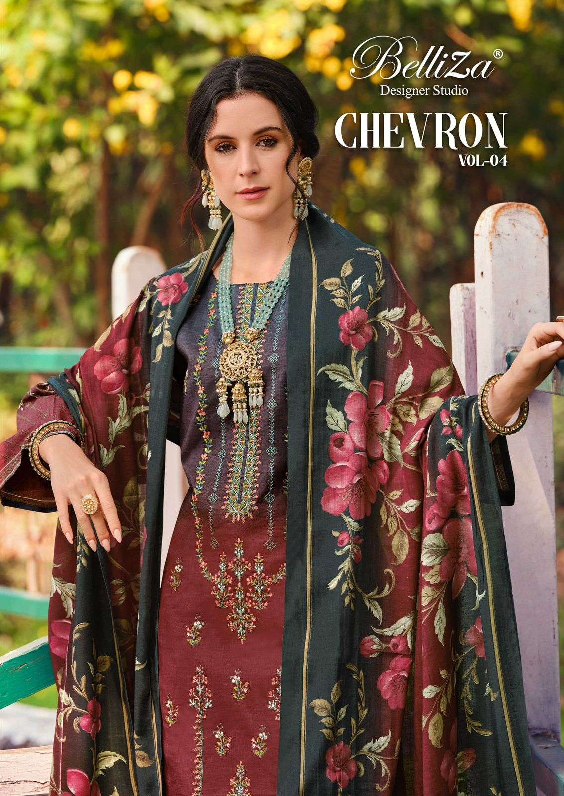 BELLIZA CHEVRON VOL-04 PURE COTTON PRINTED EMBROIDERY PAKISTANI DRESSES-00201
