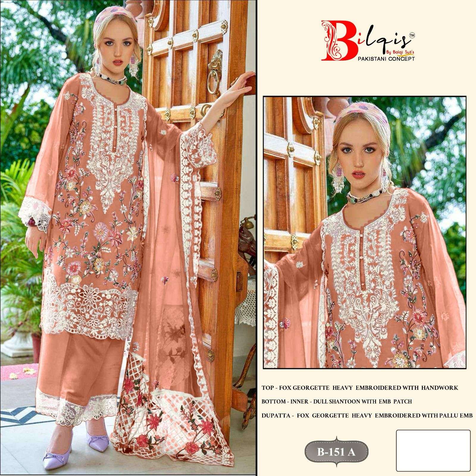 BILQIS B-151 PURE FAUX GEORGETTE EMBROIDERY PAKISTANI DRESSES-00201