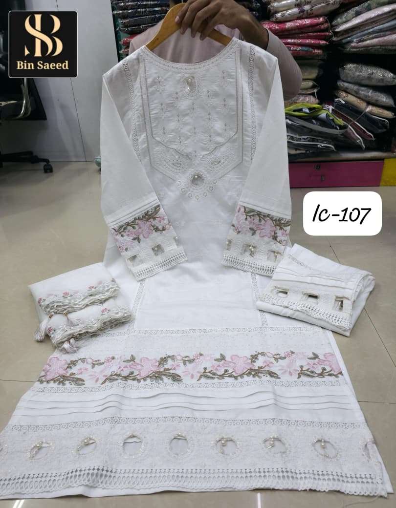 BIN SAEED 107 BY ASLIWHOLESALE DESIGNER PURE SILK EMBROIDERY DRESSES-00272