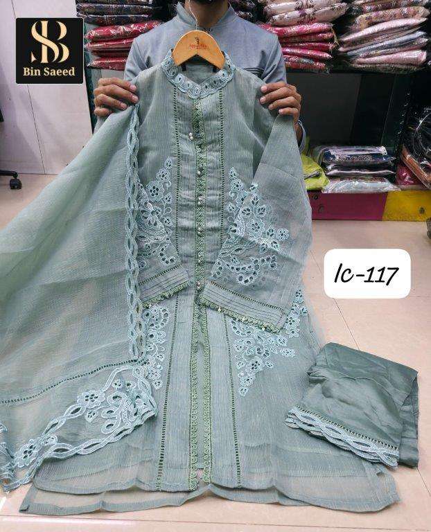 BIN SAEED 117 BY ASLIWHOLESALE DESIGNER PURE ROYAL SILK EMBROIDERY DRESSES-00272