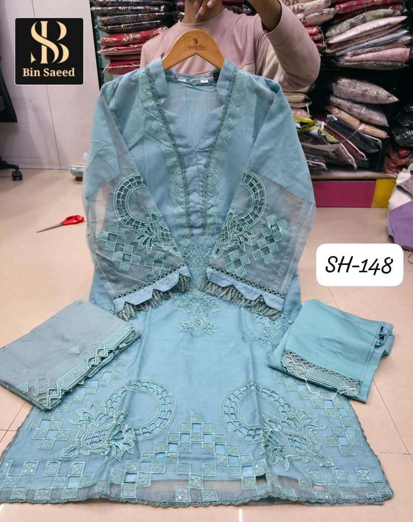 BIN SAEED 148 BY ASLIWHOLESALE DESIGNER PURE ORGANZA EMBROIDERY DRESSES-00272
