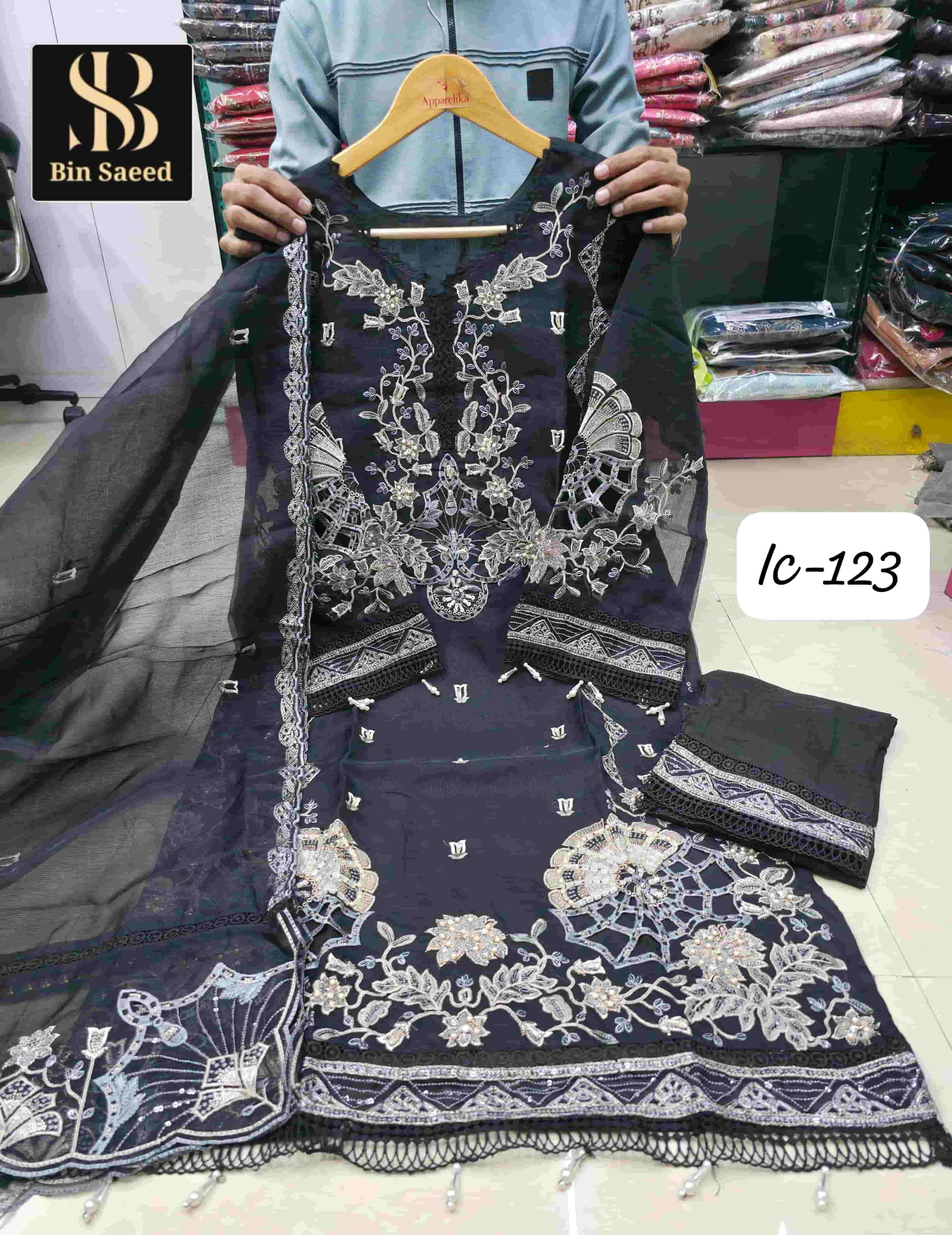 BIN SAEED IC-123  BY ASLIWHOLESALE DESIGNER PURE ROYAL MAJESTIC SILK EMBROIDERY DRESSES-00272