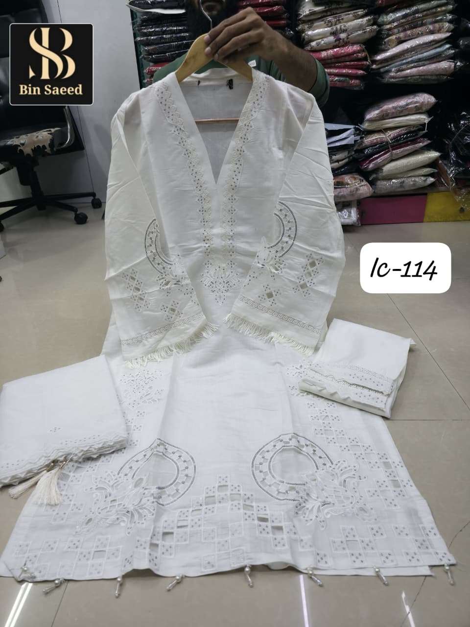 BIN SAEED LC-114 BY ASLIWHOLESALE DESIGNER PURE COTTON EMBROIDERY DRESSES-00272