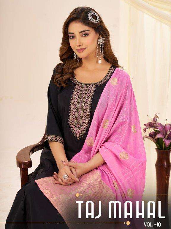 BLUE HILLS TAJ MAHAL VOL-10 10101 TO 10106 SERIES PURE ROMAN SILK EMBROIDERY DRESSES-00099