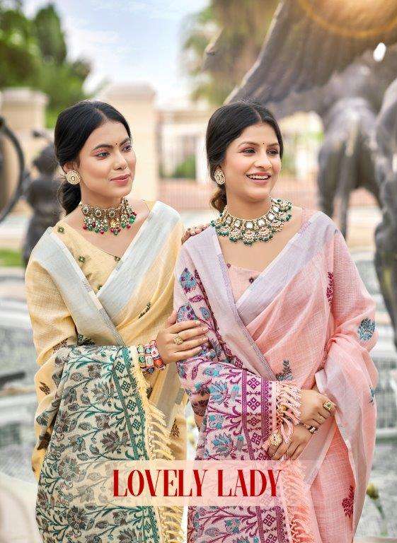 BUNAWAT LOVELY LADY 1001 TO 1006 SERIES PURE LINEN SAREES-00037