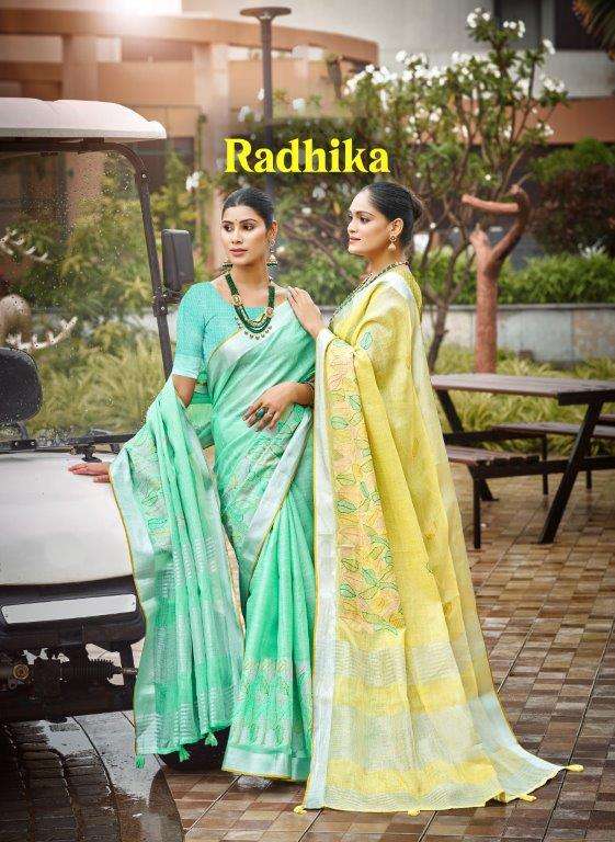 BUNAWAT RADHIKA 1001 TO 1008 SERIES PURE LINEN SAREES-00037