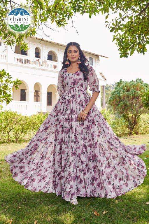 CHANSI TRENDZ DHAARANA PURE GEORGETTE PRINTED GOWNS-00303