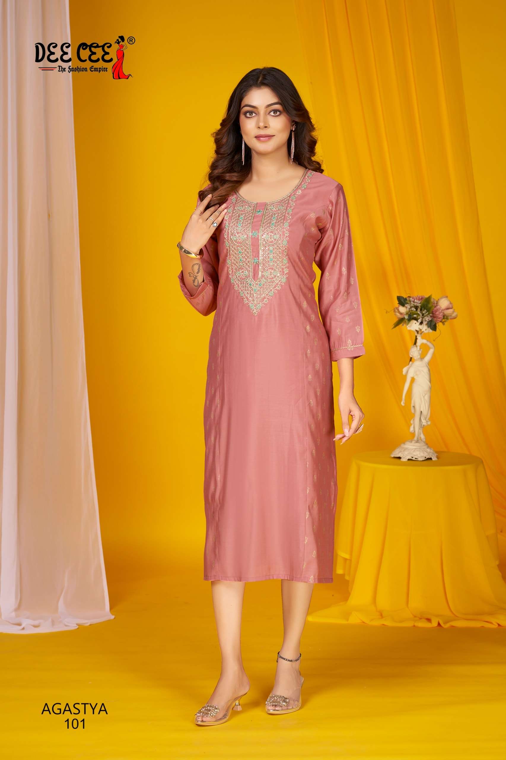 DEE CEE AGASTYA PURE ROMAN SILK KURTIS-00093