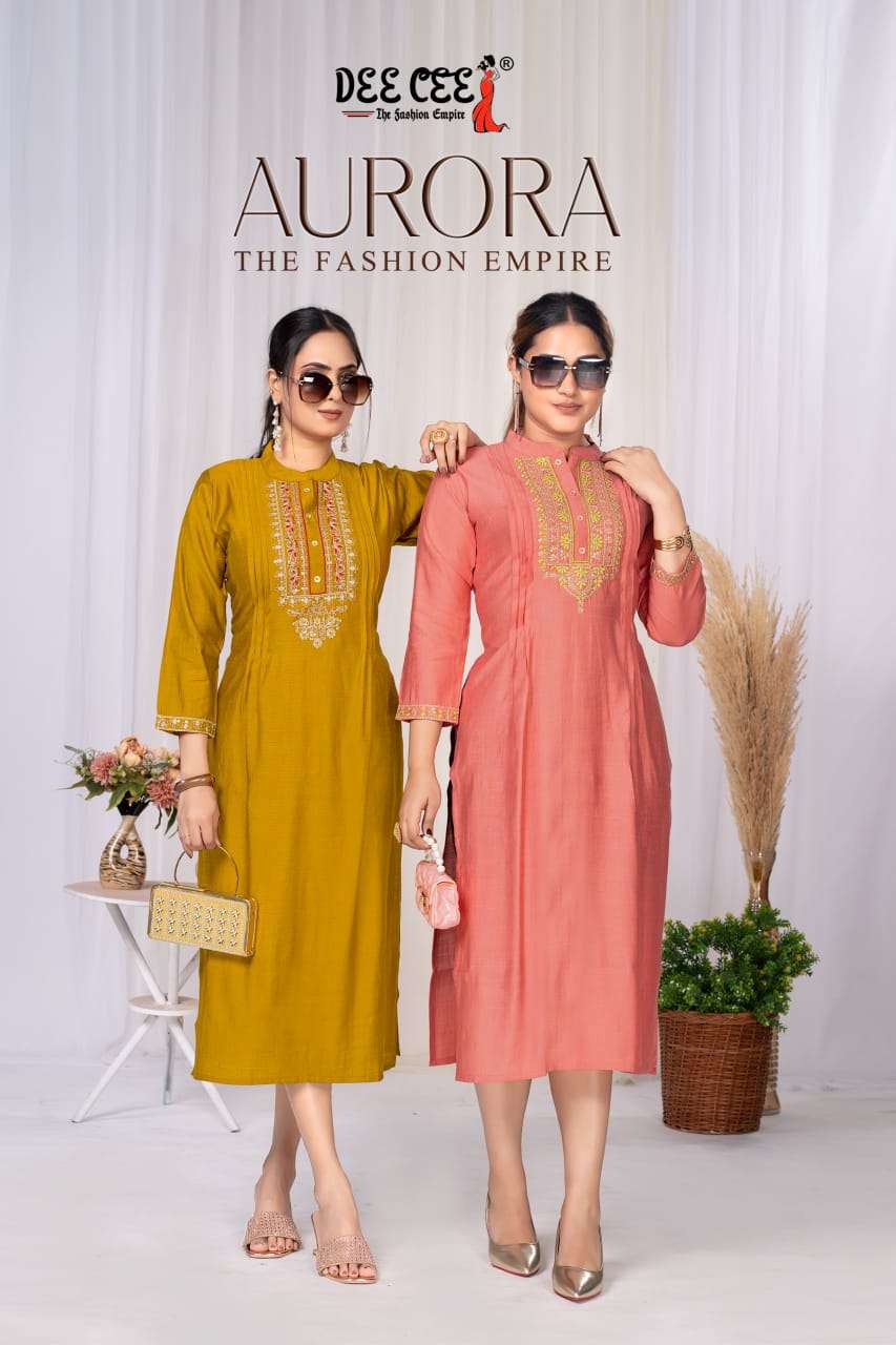 DEE CEE AURORA PURE SILK EMBROIDERY KURITS-00014
