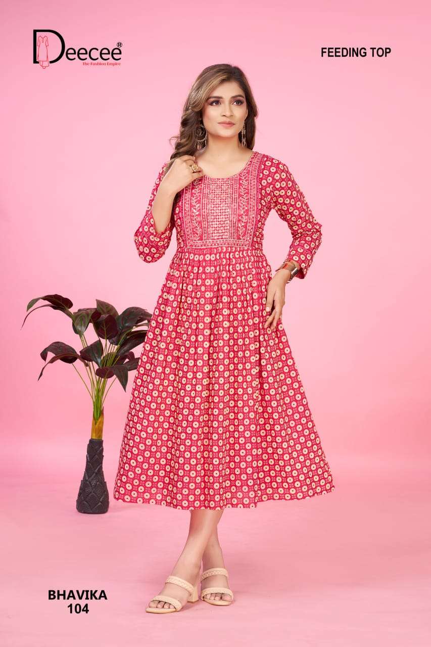 DEE CEE BHAVIKA PURE RAYON PRINTED KURTIS-00093