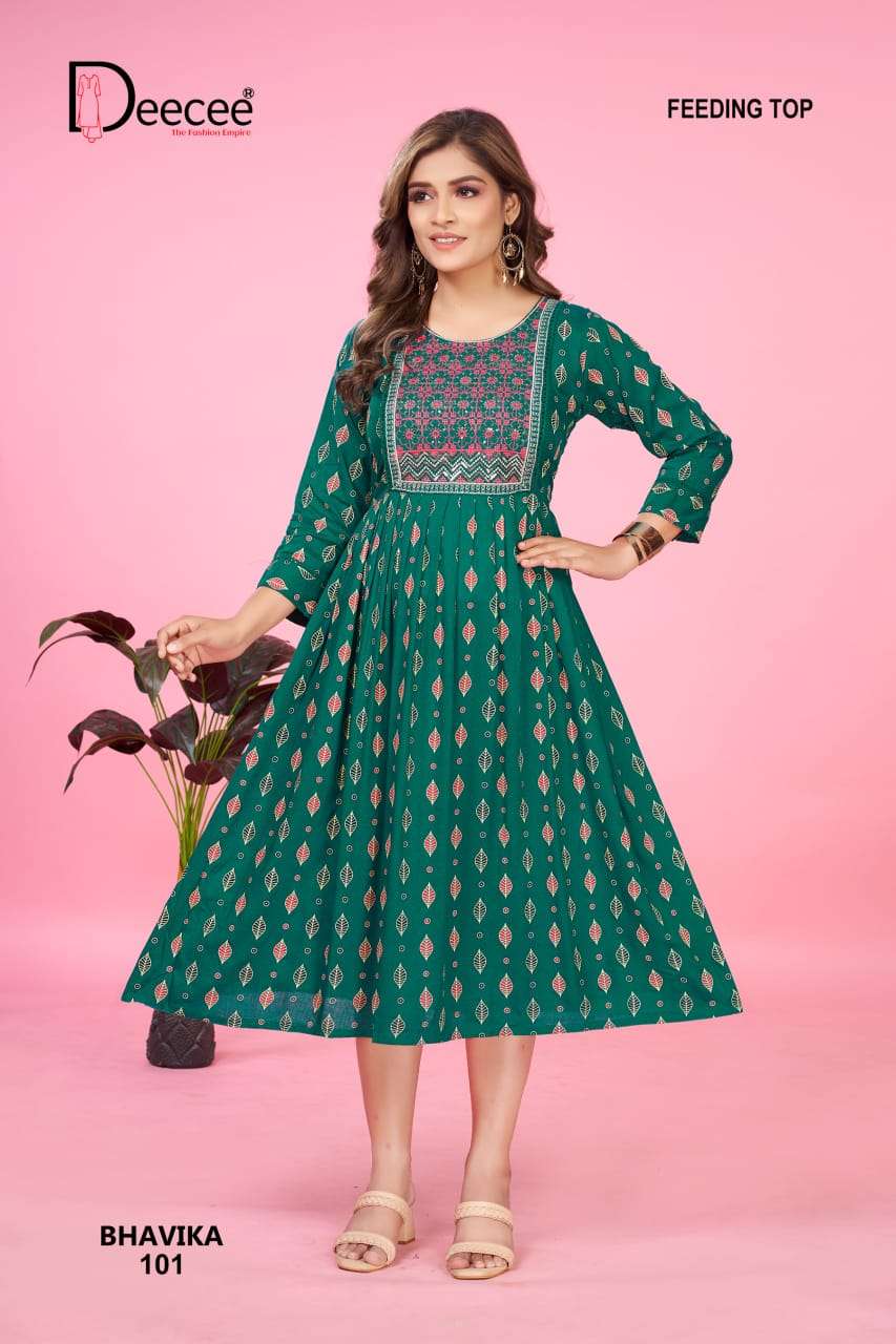 DEE CEE BHAVIKA PURE RAYON PRINTED KURTIS-00140