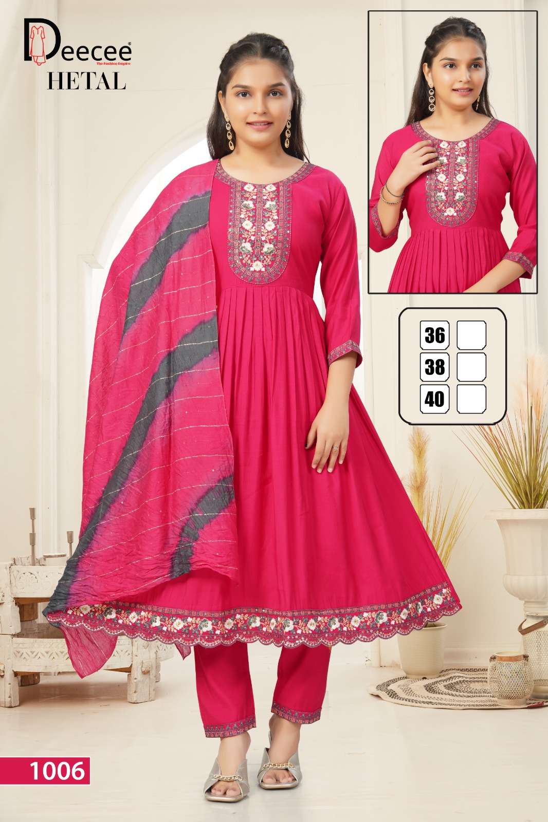 DEE CEE HETAL PURE ROMAN SILK EMBROIDERY DRESSES-00093