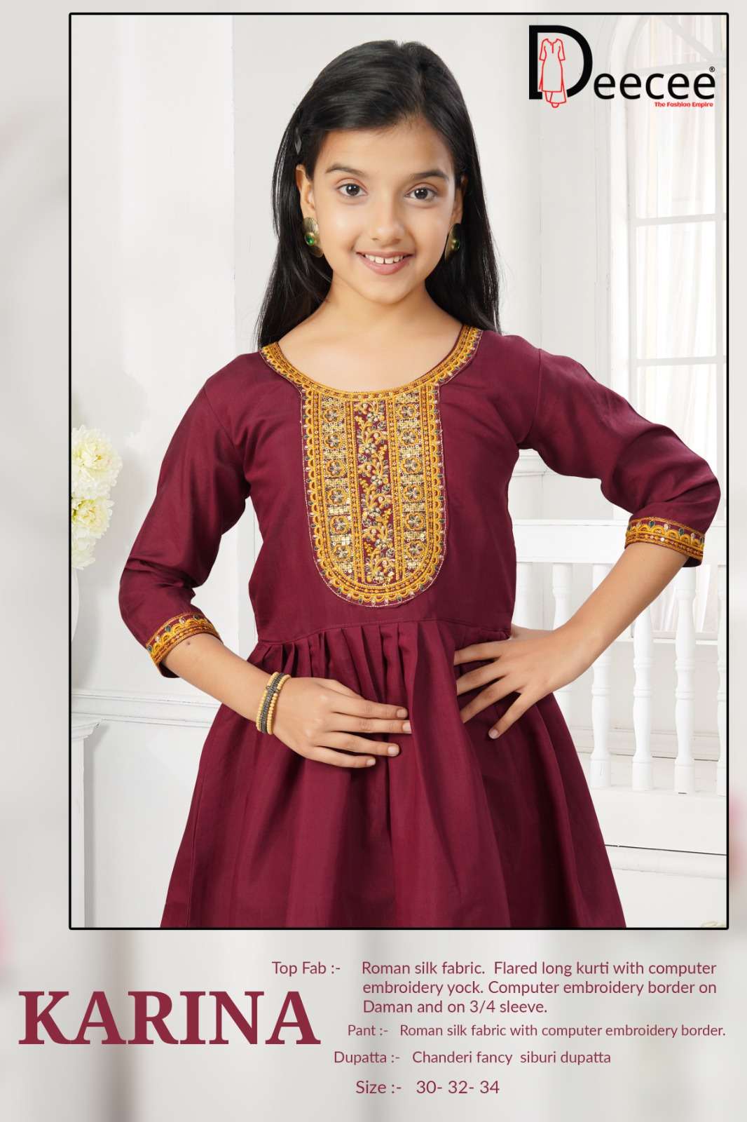 DEE CEE KARINA 1001 TO 1005 SERIES PURE ROMAN SILK EMBROIDERY PRINTED DRESSES-00093