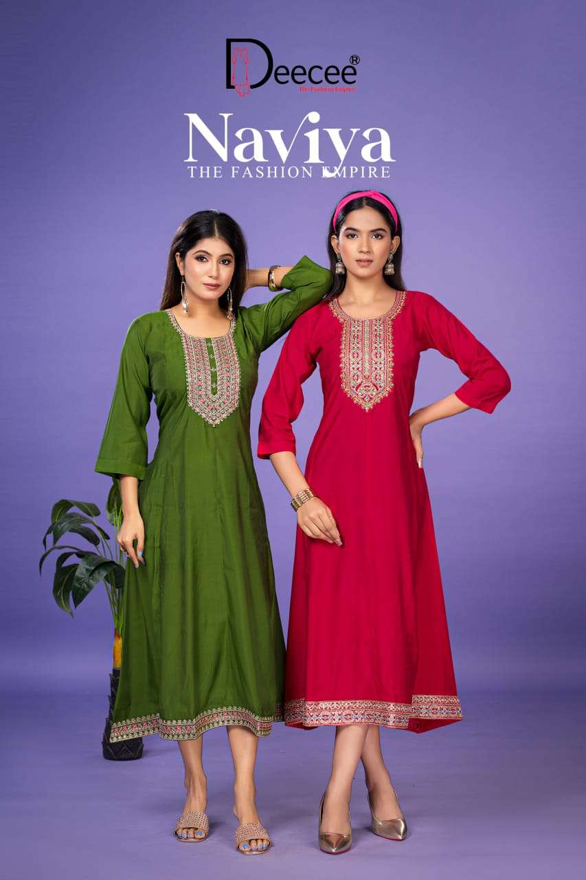 DEE CEE NAVIYA ROMAN SILK EMBROIDERY KURTIS-00093