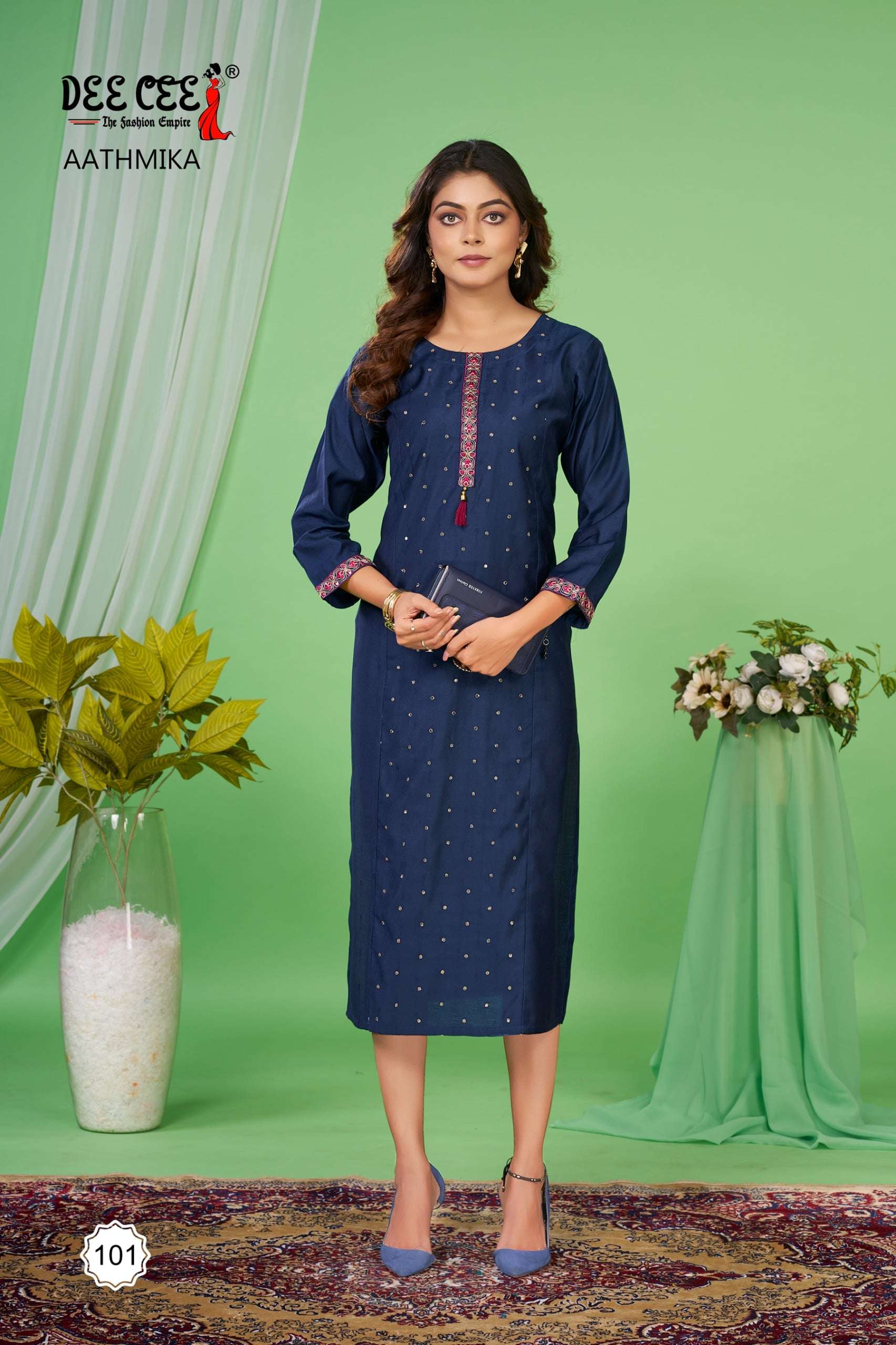 DEE CEE NIVENTA PURE DOBBY EMBROIDERY KURTIS-00014