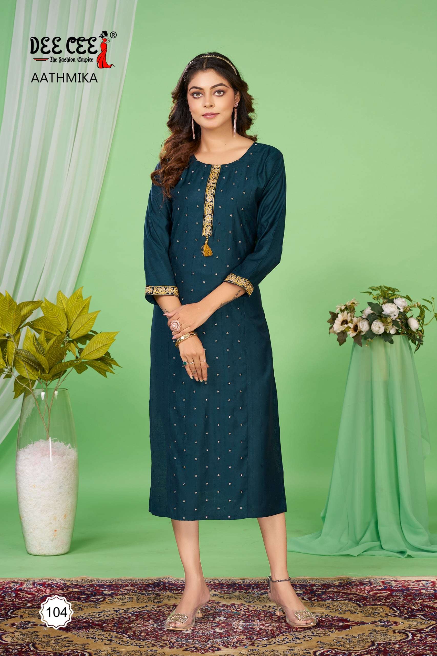 DEE CEE NIVETHA PURE DOBBY EMBROIDERY KURTIS-00093