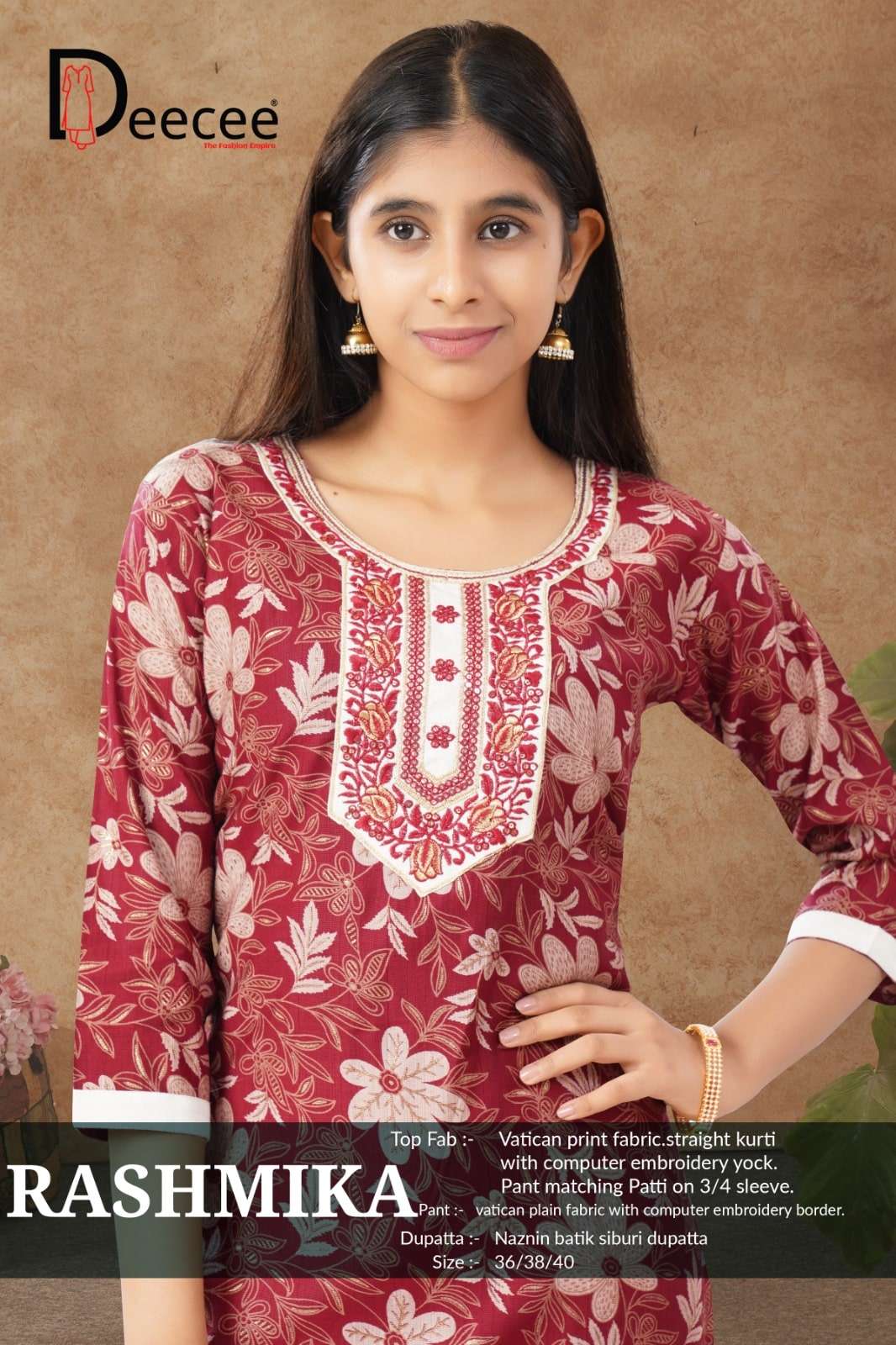 DEE CEE RASHMIKA PURE VETICAN PRINTED EMBROIDERY DRESSES-00093