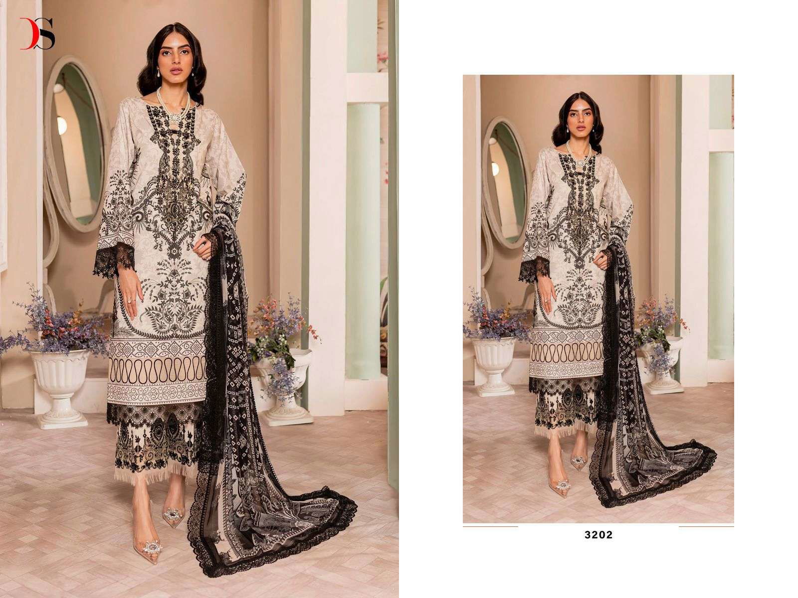 DEEPSY SUIT D-3202 PURE COTTON PRINTED EMBROIDERY PAKISTANI DRESS-00071