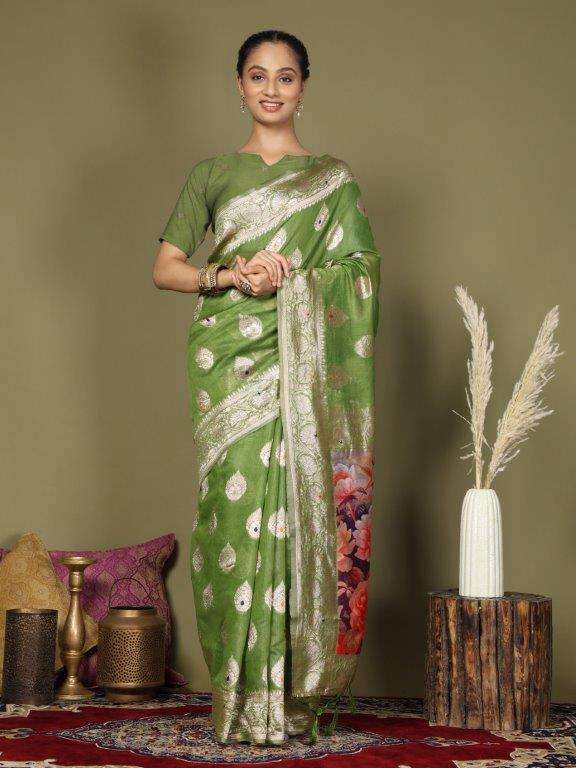 DIGITAL FLOWER BY ASLIWHOLESALE DESIGNER PURE LINEN COTTON SAREES-00281