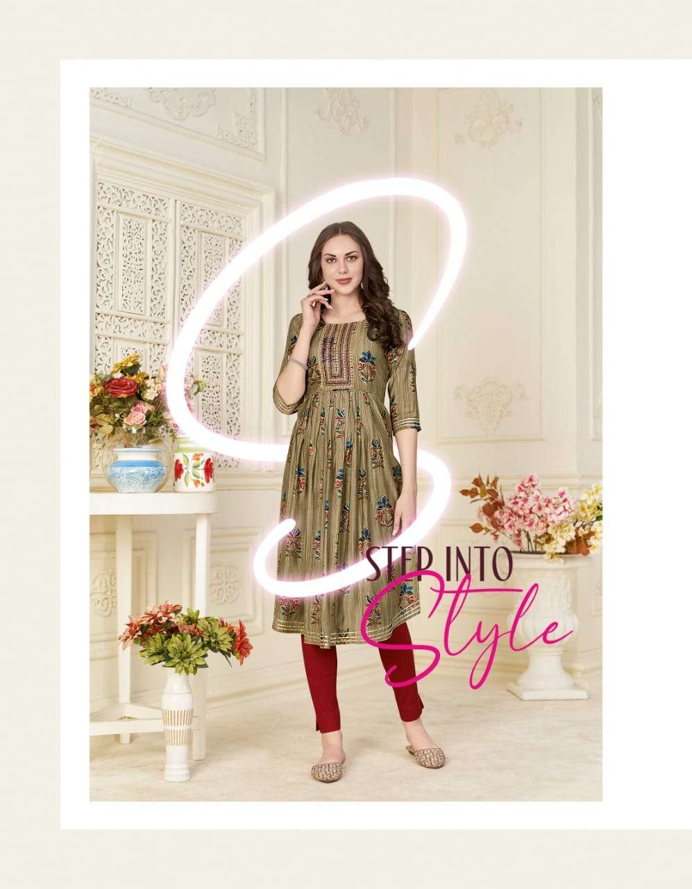 DIYA TRENDZ SAMORA VOL-01 PURE RAYON CHANDERI PRINTED KURTIS-00014
