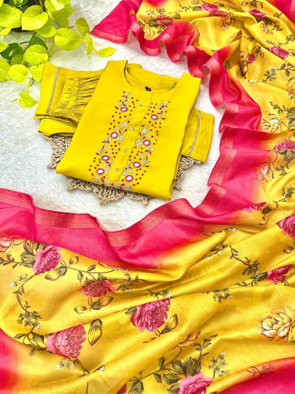 DN-373 BY ASLIWHOLESALE DESIGNER PURE ROMAN SILK EMBROIDERY DRESSES-00232