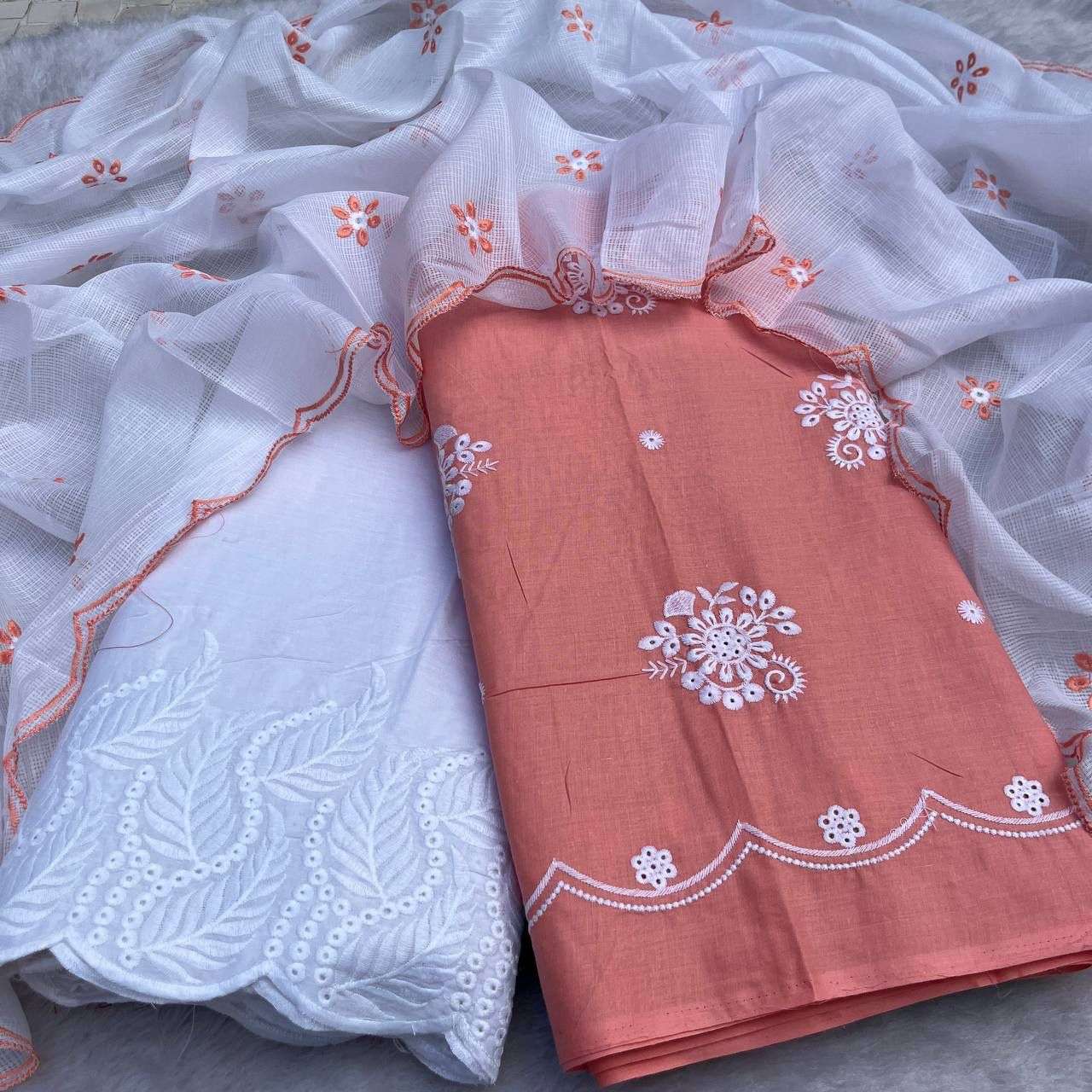DN-483 BY ASLIWHOLESALE DESINGER PURE COTTON EMBROIDERY PRINTED DRESSES-00232