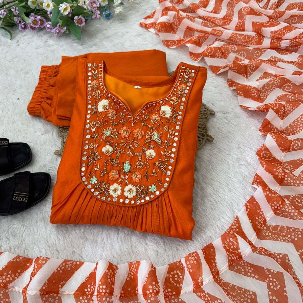 DN-492 BY ASLIWHOLESALE DESINGER PURE VISCOSE CHANDERI SILK EMBROIDERY PRINTED DRESSES-00323