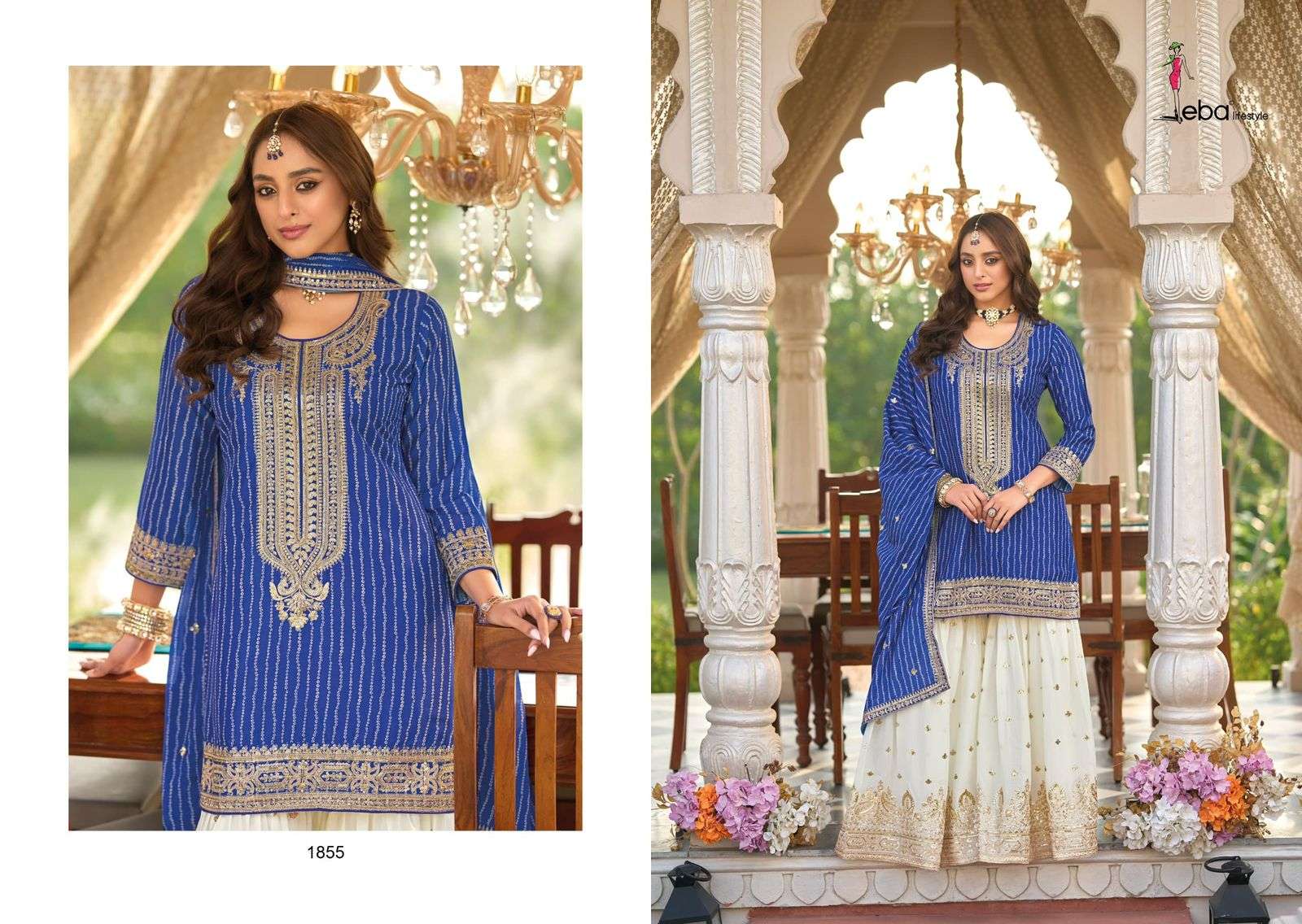 EBA LIFESTYE SEERAT 1855 TO 1856 SERIES PURE CHINON EMBROIDERY DRESSES-00289