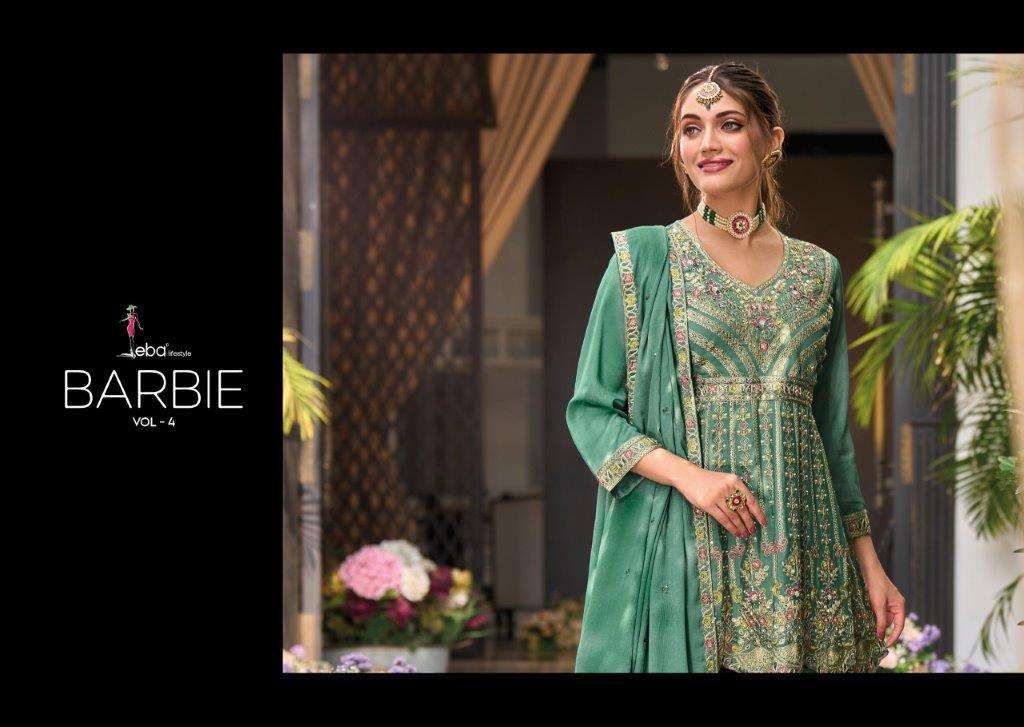 EBA LIFESTYLE BARBIE VOL-4 1748 TO 1750 SERIES PURE CHINON EMBROIDERY DRESSES-00289