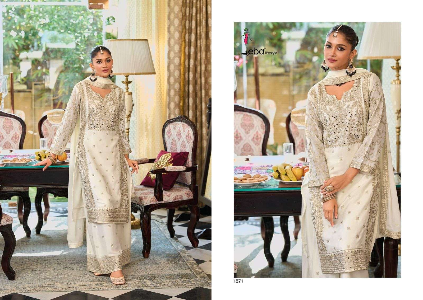 EBA LIFESTYLE BLISH HIT DESIGN 1971 SERIES PURE CHINON EMBROIDERY DRESSES-00289