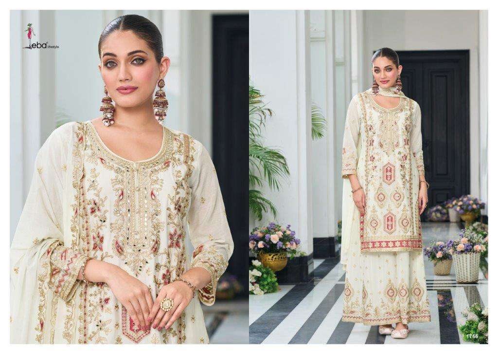 EBA LIFESTYLE CHARVEE 1766 TO 1767 SERIES PURE CHINON EMBROIDERY DRESSES-00289