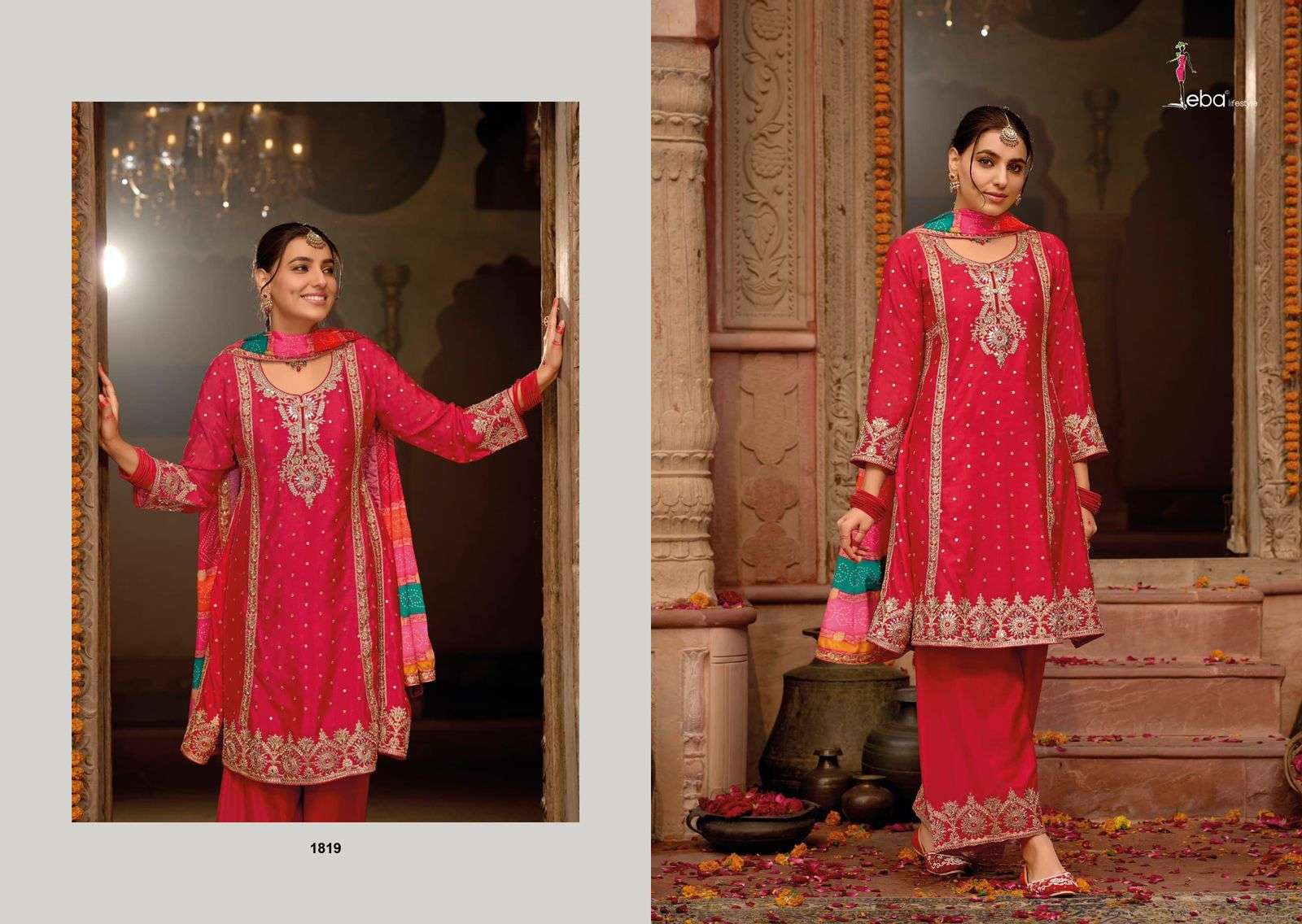 EBA LIFESTYLE GAJARI HIT DESIGN 1819 TO 1821 SERIES PURE CHINON EMBROIDERY DRESSES-00289
