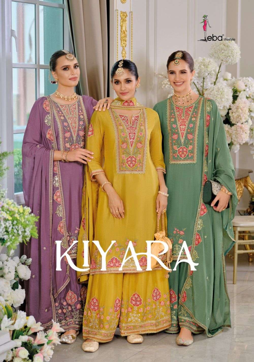 EBA LIFESTYLE KIYARA 1908 TO 1910 SERIES PURE CHINNON EMBROIDERY PRINTED DRESSES-00289
