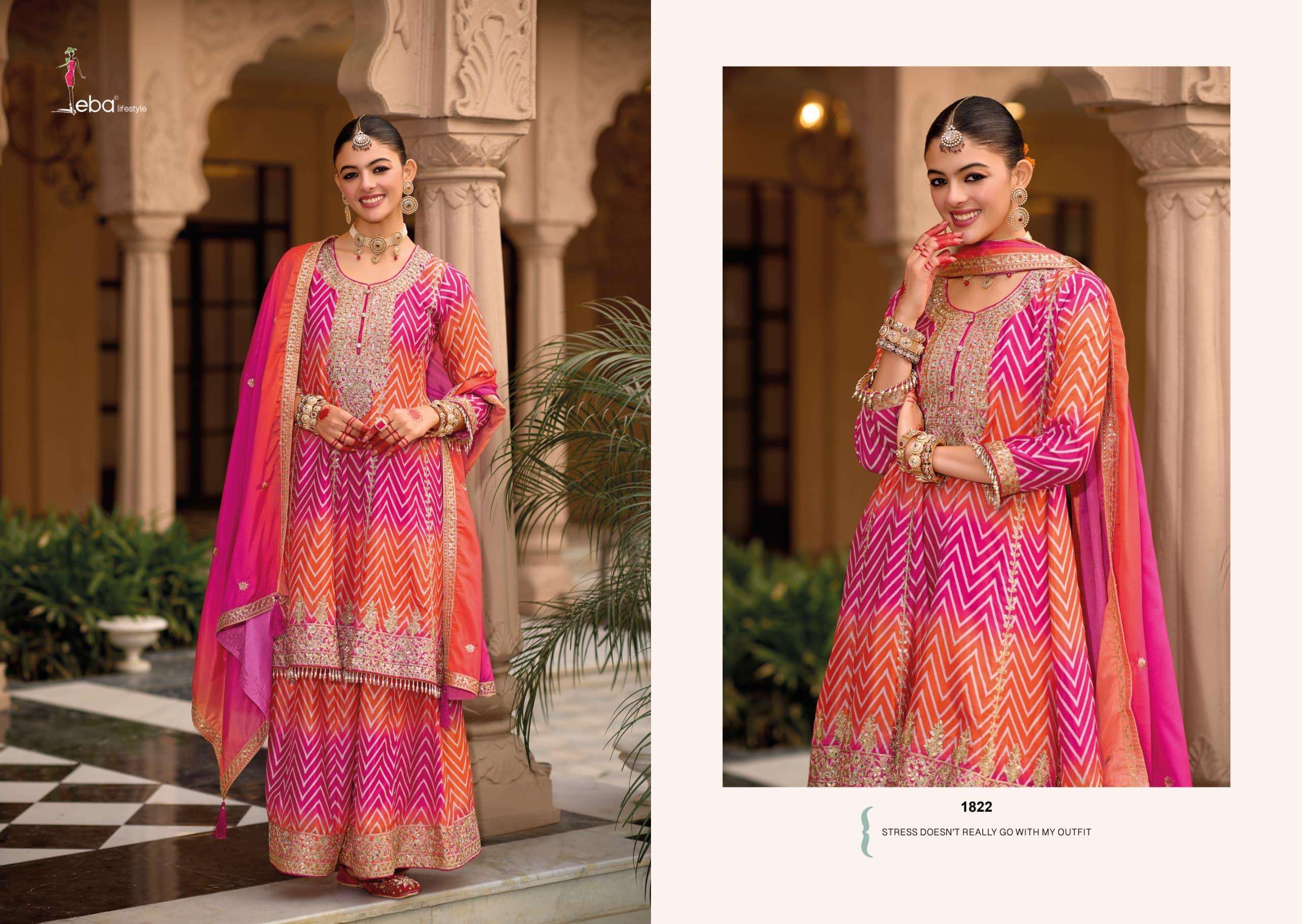 EBA LIFESTYLE LEHAR 1822 TO 1823 SERIES PURE CHINON EMBROIDERY DRESSES-00289
