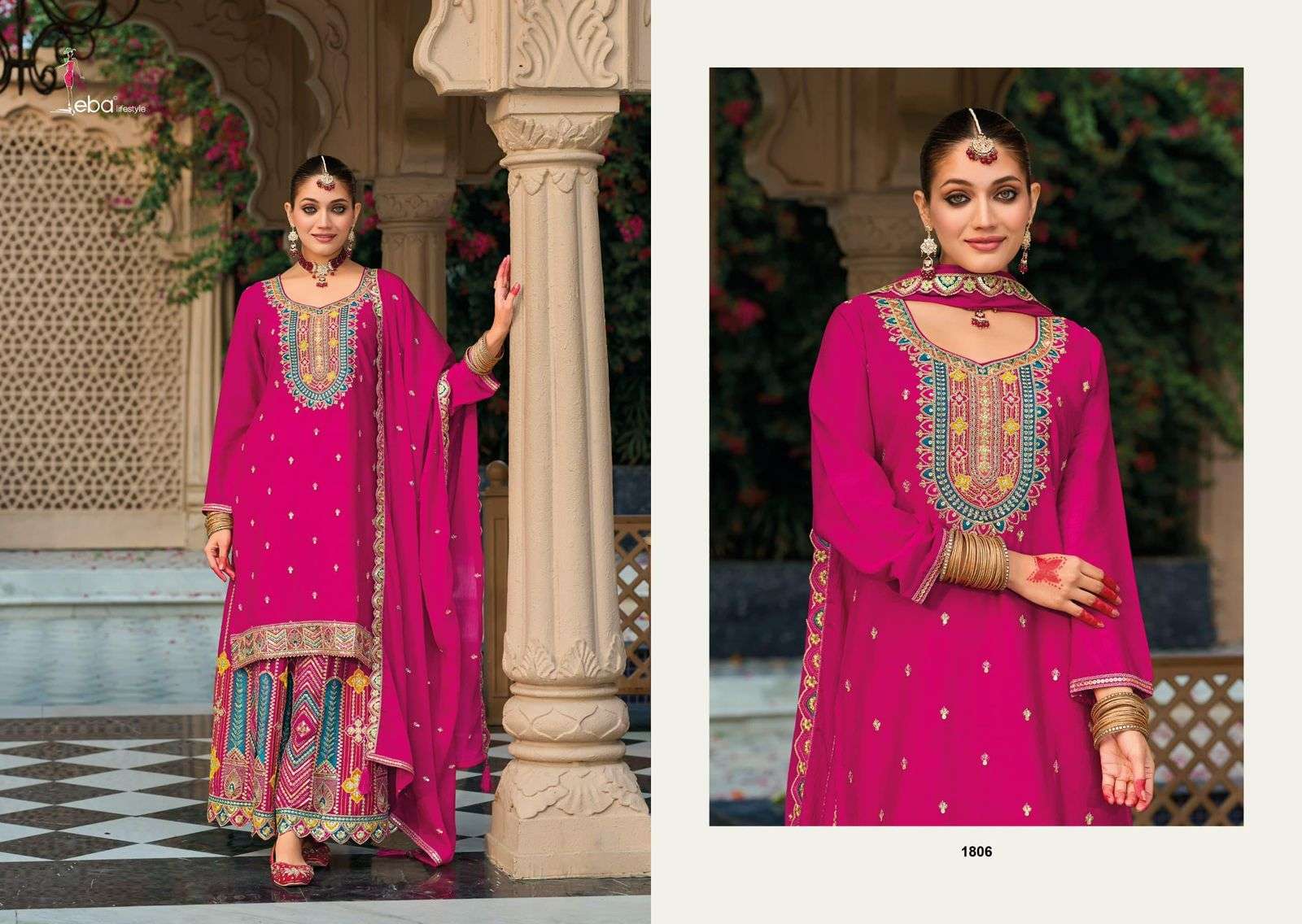 EBA LIFESTYLE MOHINI 1807 TO 1809 SERIES PURE CHINON EMBROIDERY DRESSES-00289