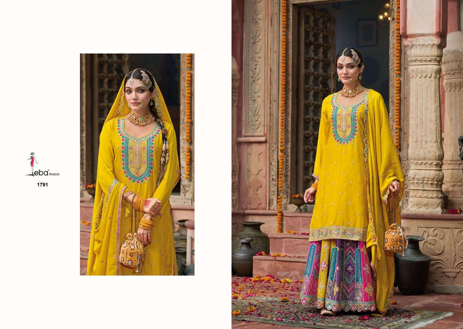 EBA LIFESTYLE MOHINI NX 1791 TO 1792 SERIES PURE CHINON EMBROIDERY DRESSES-00289