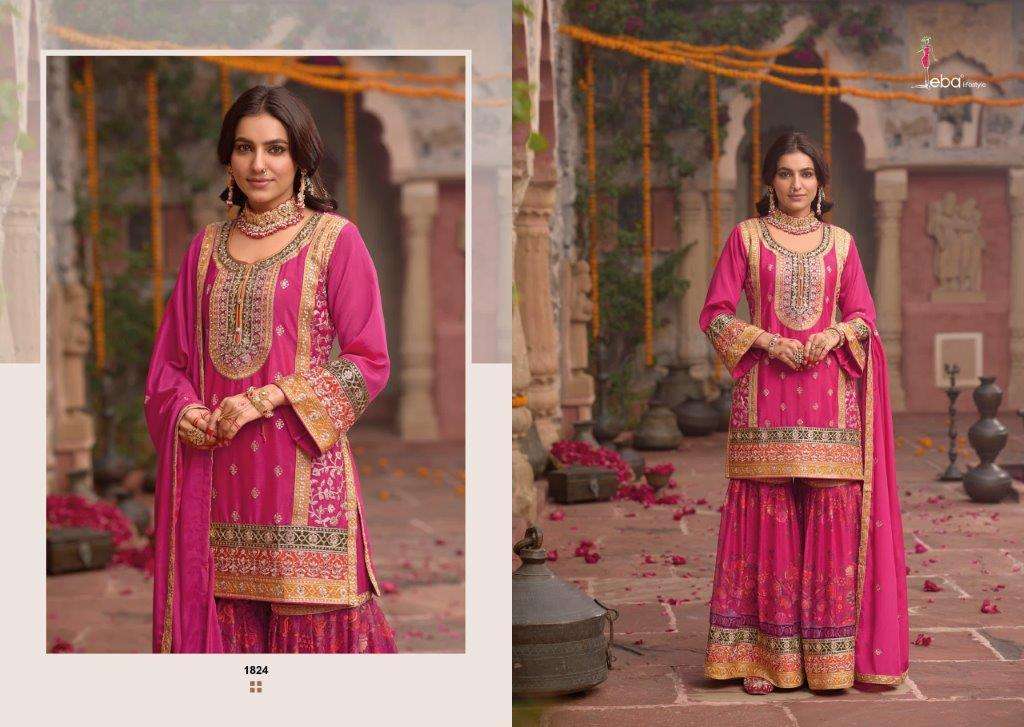 EBA LIFESTYLE RANG VOL-2 1824 TO 1827 SERIES PURE CHINON EMBROIDERY DRESSES-00289