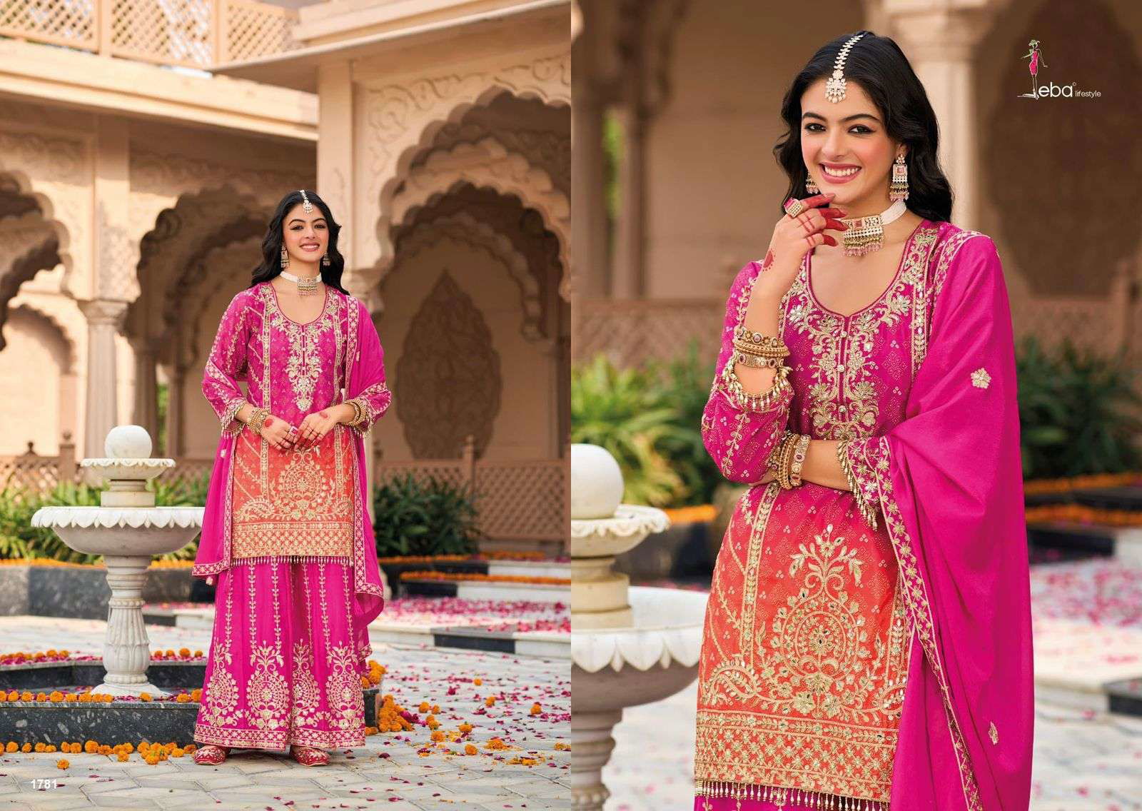 EBA LIFESTYLE RANGEEN 1781 TO 1783 SERIES PURE CHINNON EMBROIDERY PRINTED DRESSES-00289