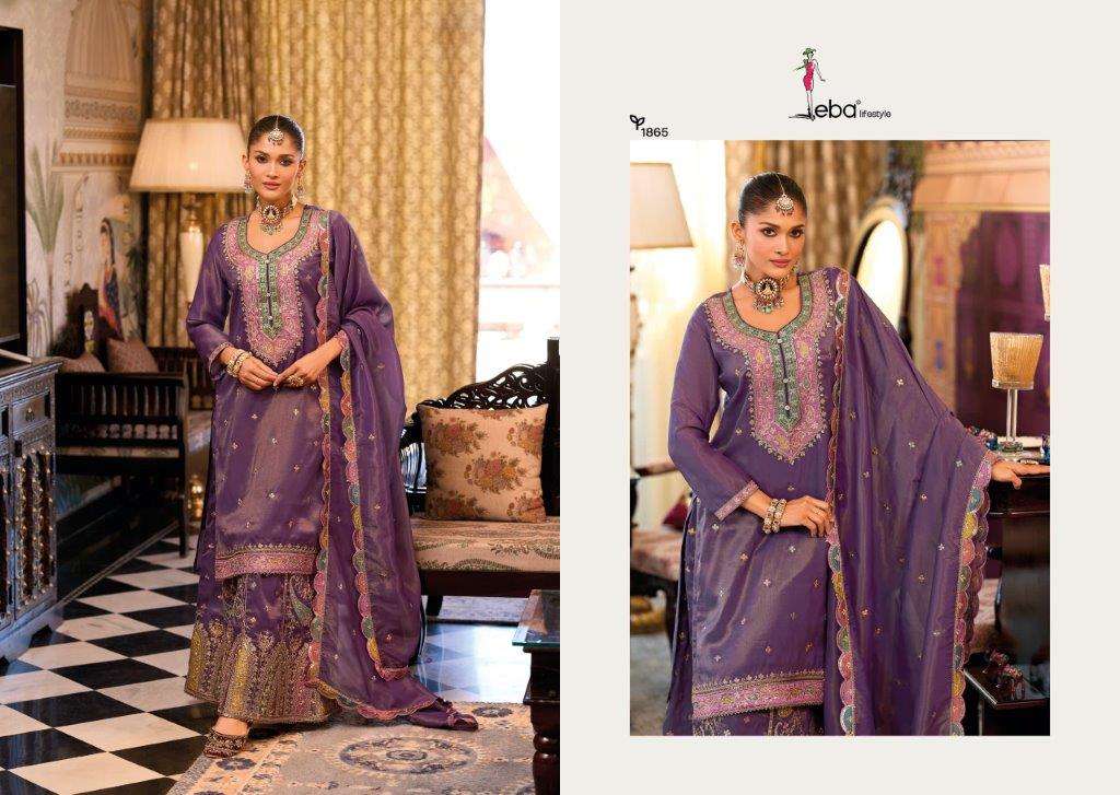 EBA LIFESTYLE SAFROON VOL-3 1865 & 1866 SERIES PURE SIMAR EMBROIDERY DRESSES-00289