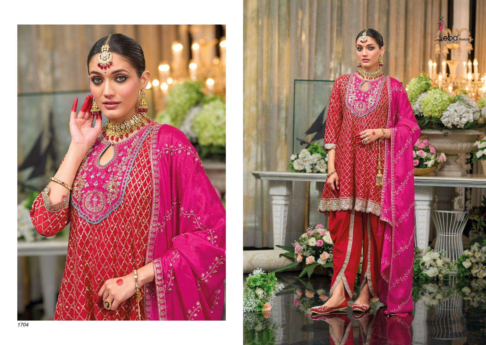 EBA LIFESTYLE SAJNI HIT DESIGN 1704 SERIES PURE CHINON EMBROIDERY DRESSES-00289
