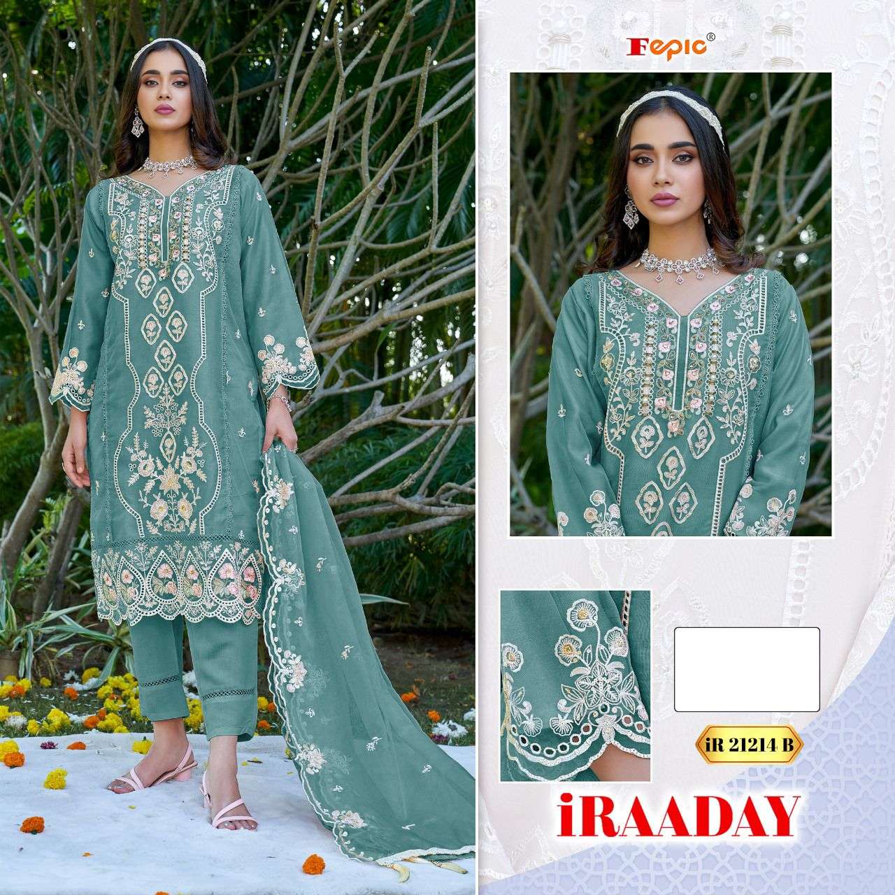 FEPIC IRAADAY 21241 SERIES PURE ORGANZA EMBROIDERY PAKISTANI DRESSES-00201
